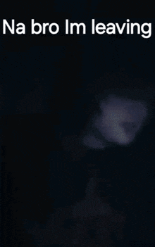 a black background with the words `` na bro im leaving ''