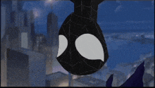 a cartoon of spider man hanging upside down