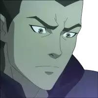 a close up of a man 's face with a serious look on his face