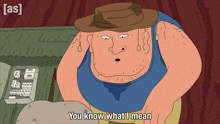 a cartoon of a man with the words you know what i mean below him