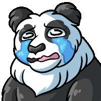 a cartoon drawing of a panda bear with tears on its face