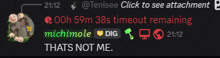 a screenshot of a message that says " thats not me " at the bottom