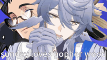 a sunday loves gopher wood meme with a couple anime characters
