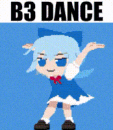 a pixel art of a girl dancing with the words b3 dance