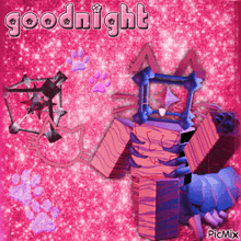 a pink background with the words goodnight written in white