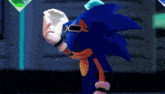 sonic the hedgehog is wearing sunglasses and holding a diamond