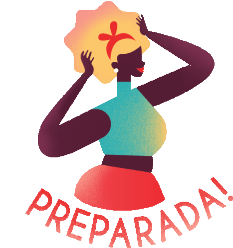 Black Woman Touching Her Afro Says I'M Ready In Portuguese Sticker - Proudly Me Preparada Prepared Stickers