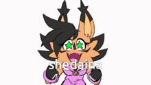 a drawing of a cat with the name shedaina