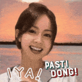 a picture of a woman with pasti dong written on her face