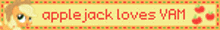 a yellow sign that says apple jack loves yarn on it