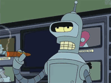 Bender Smoking A Cigar - Futurama GIF - Cigar Smoking Robot GIFs