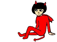 a drawing of a devil holding a flag that says 3g at night