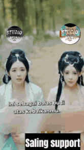 a couple of women standing next to each other with a caption that says saling support .