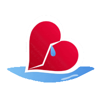 a red heart with a drop of water in the middle