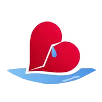 a red heart with a drop of water in the middle