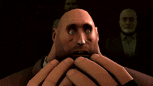 a man with a surprised look on his face holds his hands to his face