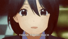 a close up of a girl crying and saying thank you so much .