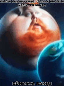 a cartoon of a globe with a face and the words dünyaya bakişi
