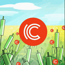 a red circle with a letter c on it