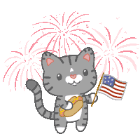 Cat Fireworks Sticker - Cat Fireworks 4th Stickers