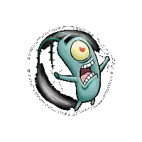 a pixel art drawing of a cartoon character with a yellow eye