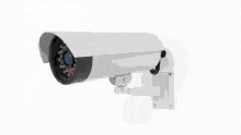 a security camera is mounted to a wall and looks like a gun .