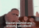 a cartoon of a man with a foreign language caption
