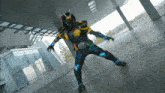 a person in a superhero costume is standing on the ground