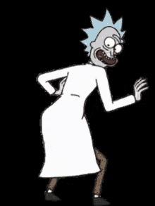 a cartoon character named rick from rick and morty is standing on a black background