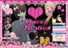 a collage of anime characters with the words queer besties on the bottom