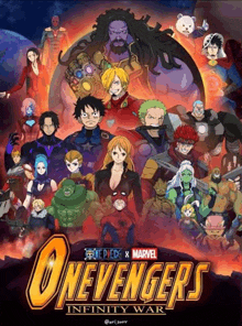 a one piece x marvel one avengers infinity war poster