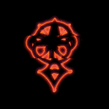 a glowing red and green symbol on a dark background