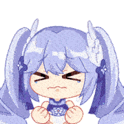 a cartoon drawing of a girl with purple hair