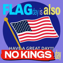 a poster that says flag day is also have a great day !!! no kings day