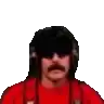 a man in a red shirt and sunglasses is wearing headphones and a red shirt .