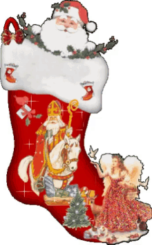 saint nicholas santa claus stocking angel