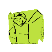 a black and white drawing of a yellow square