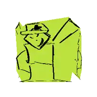 a black and white drawing of a yellow square