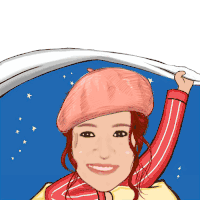 a drawing of a woman wearing a pink beret