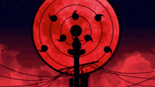 a drawing of a person in front of a red moon