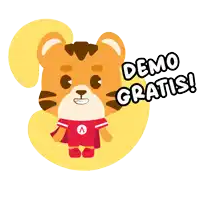 a cartoon of a tiger with the words demo gratis on the bottom