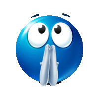 a blue smiley face with a surprised look on it 's face
