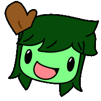 a cartoon character with green hair has a brown heart on her head