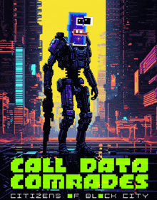 a poster for call of duty black city shows a robot holding a gun