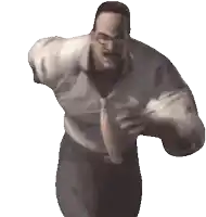 a man in a white shirt and tie is running with his hands outstretched