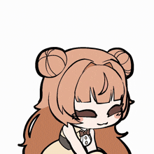 a cartoon drawing of a girl holding a large apple