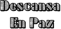 the word descansa en paz is written in black and white
