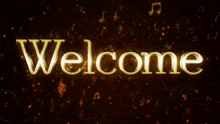 two hummingbirds are flying around a welcome sign