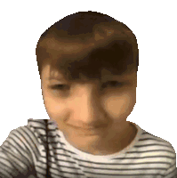 a person wearing a striped shirt is making a funny face