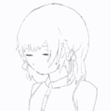 a pixelated drawing of a girl with orange eyes